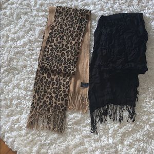Two Awesome scarves animal print and black